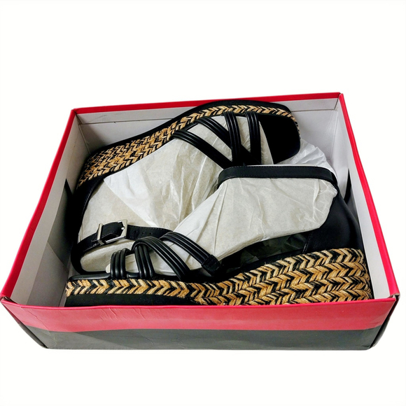 Vince Camuto Black Wedge Heel Sandals with Ankle Strap, Size 11W (NWT) - Picture 9 of 11